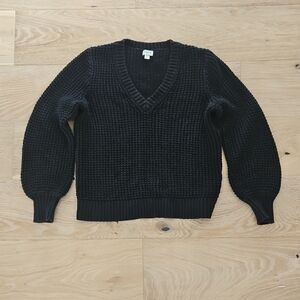 J. Crew Black V-Neck Cotton Sweater